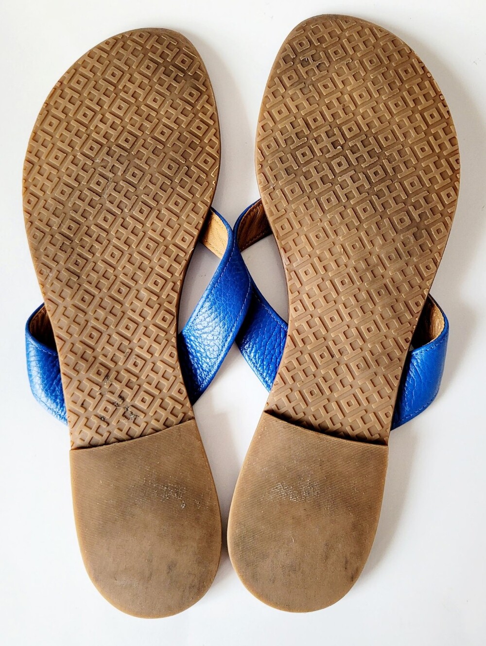 Tory Burch Thora Electric Blue Leather Thong Sandals with Logo Accent US 9 - Picture 10 of 16